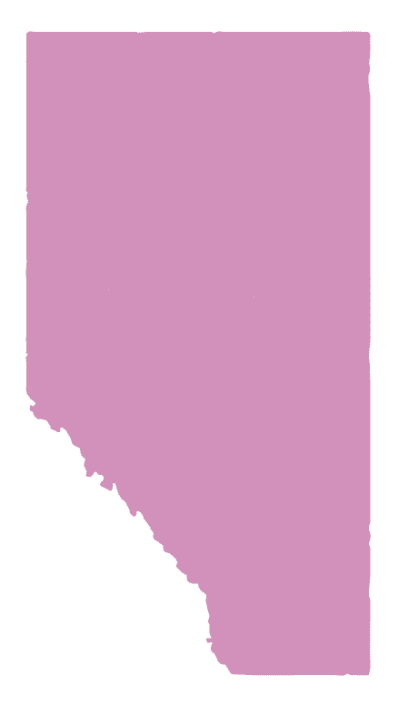 The shape of Alberta in pink.