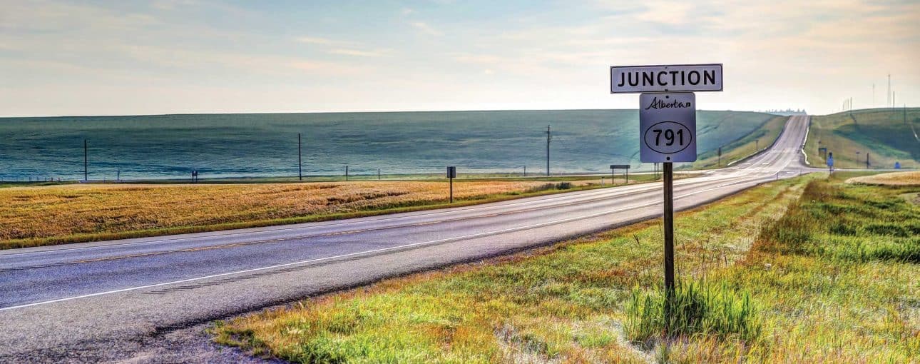 Stretch of a highway with green grass.