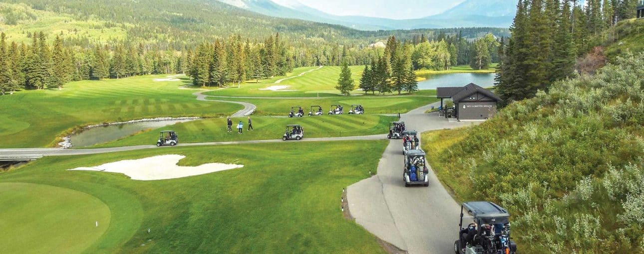 Top view of a golf course.