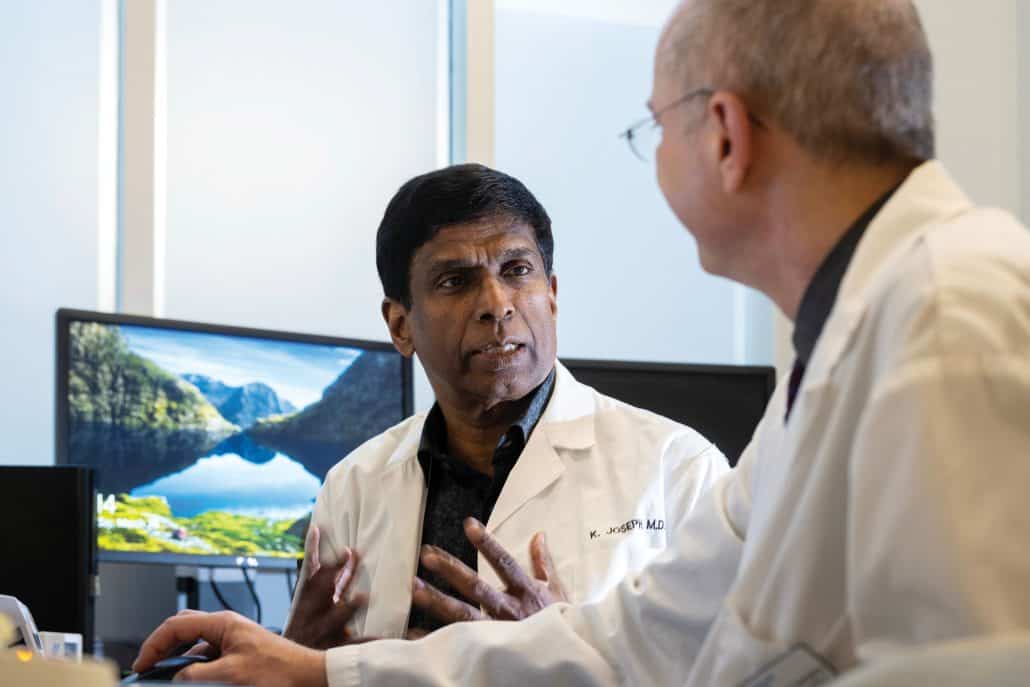 Two doctors talk. 