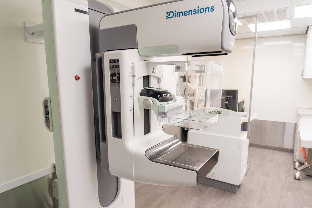 Piece of medical equipment used to screen for breast cancer.