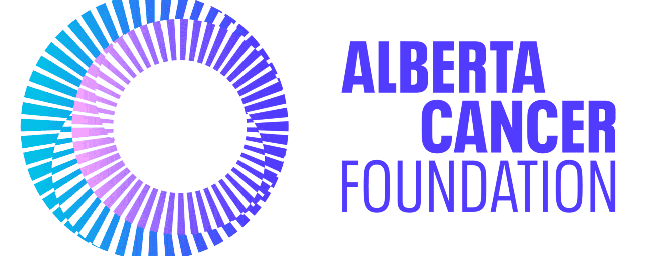 Alberta Cancer Foundation logo with purple and blue swirl.